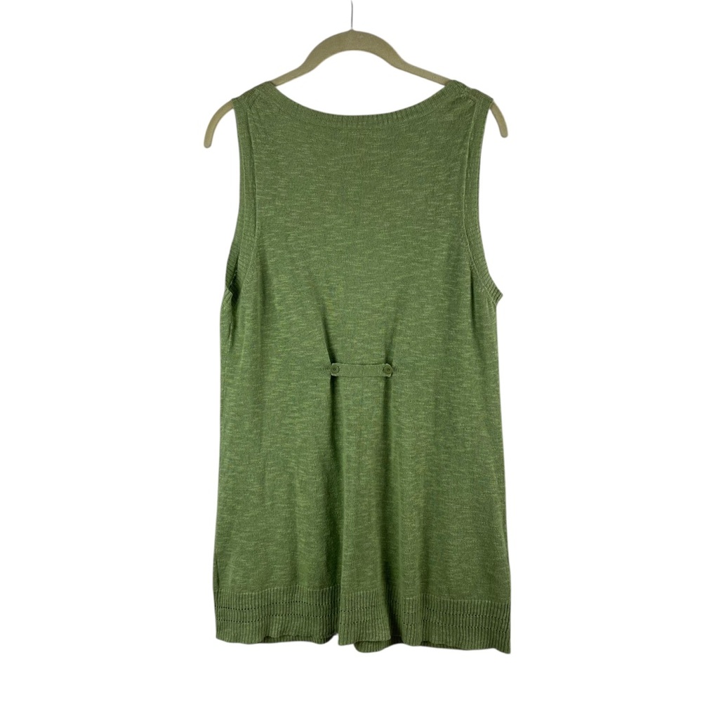 Eileen Fisher Green Linen Sweater Vest Cardigan Lagenlook Minimalist Sz. S - Picture 4 of 9